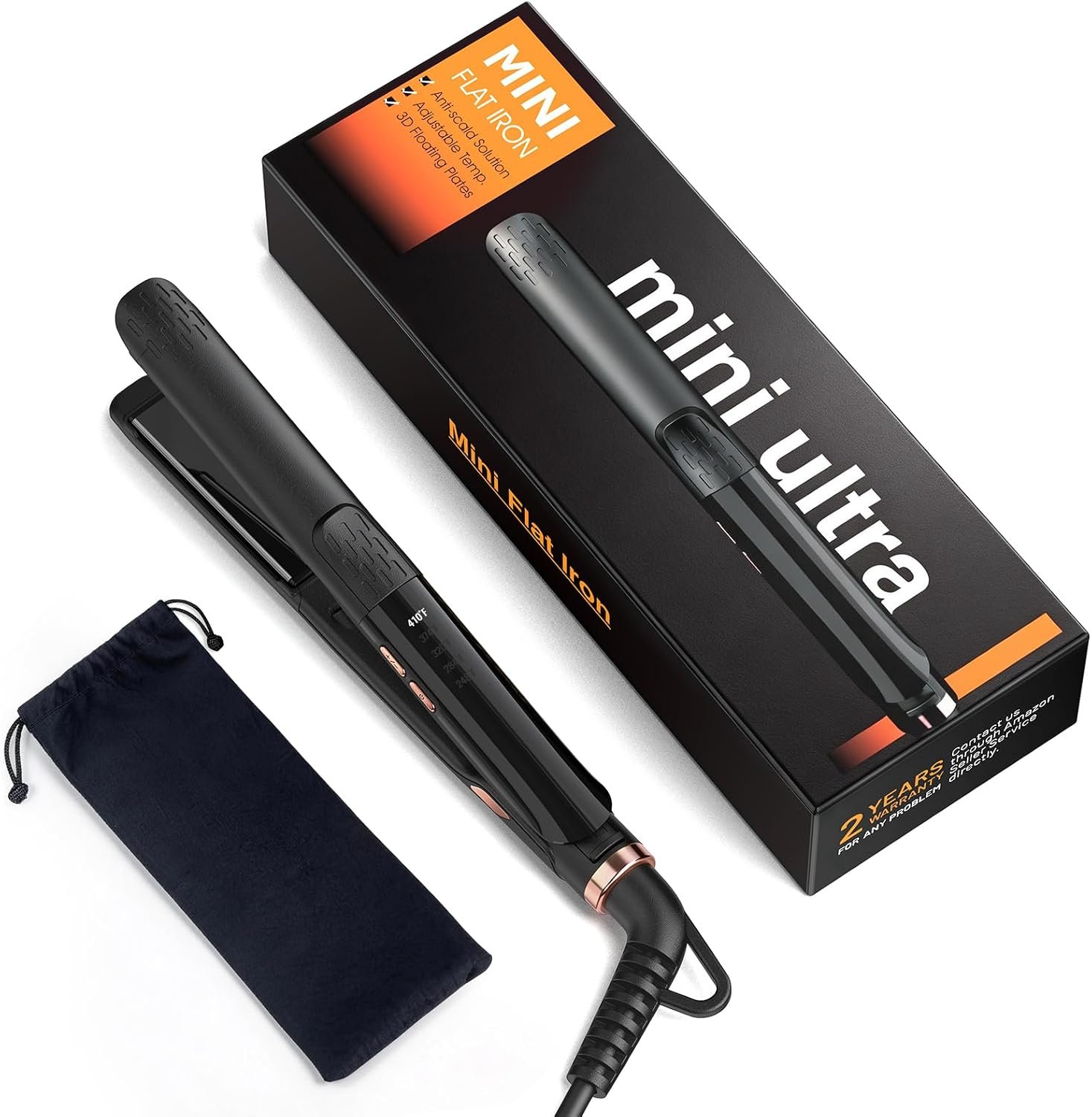 0.5 Inch Mini Flat Iron Adjustable Temp | 100-240V Mini Hair Straightener, Anti-Scald Design Small Flat Iron for Short Hair, Curls Bangs, Dual Voltage for Travel
