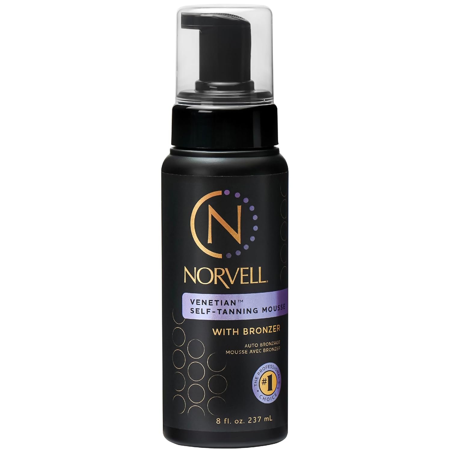 Norvell Venetian Sunless Self Tanner Mousse with Bronzer, 8 Fl Oz – Instant Self Tanning – Natural Looking – Anti-Orange – Fake Tan for Bronzing Glow