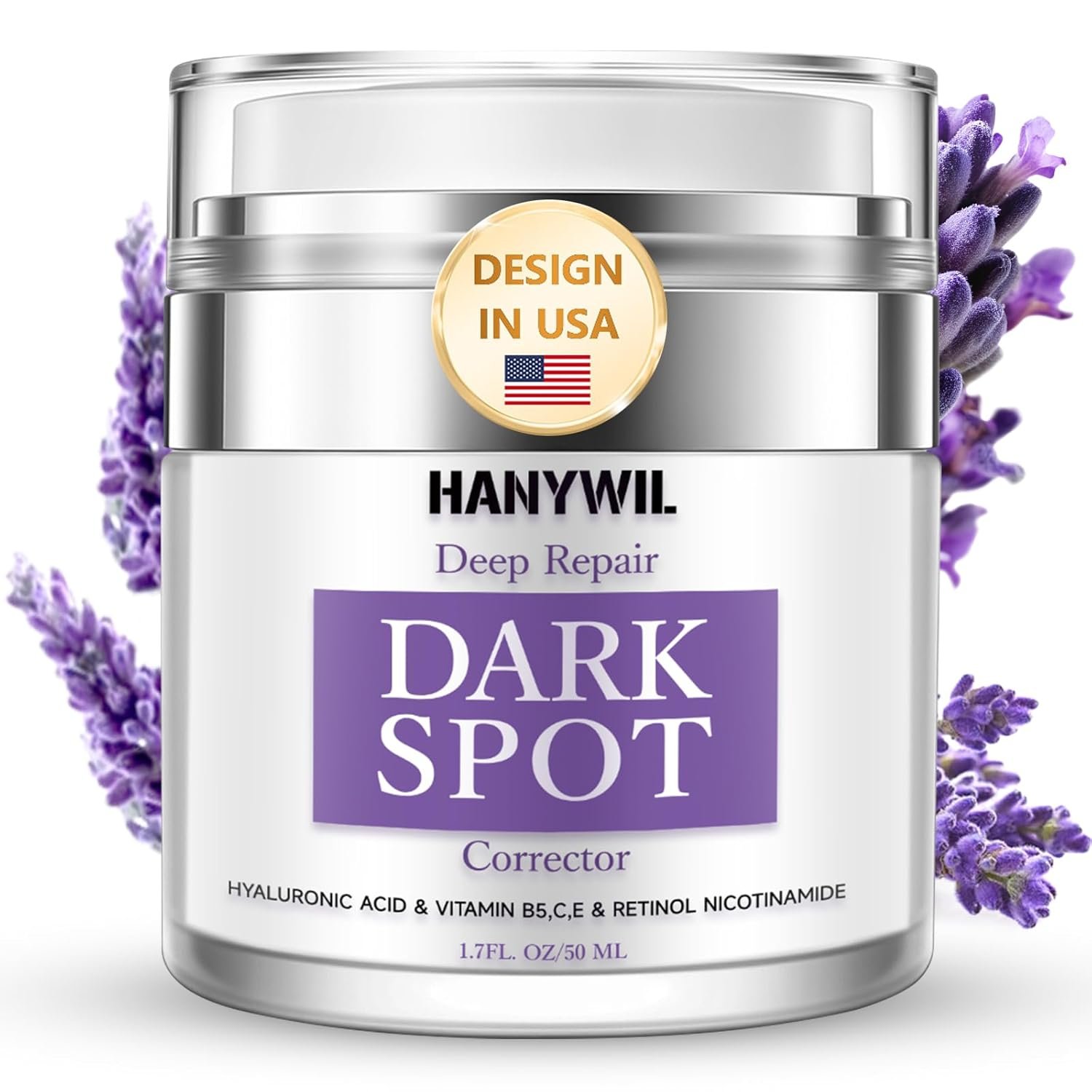 HANYWIL Dark Spot Remover for Face & Body, Remedy for Dark Spots with Natural Ingredients, Dark Spot Corrector Cream and Serum for Skin Care, Treats Freckles, Melasma, Sun Spots, Women & Men,1.7 Fl Oz