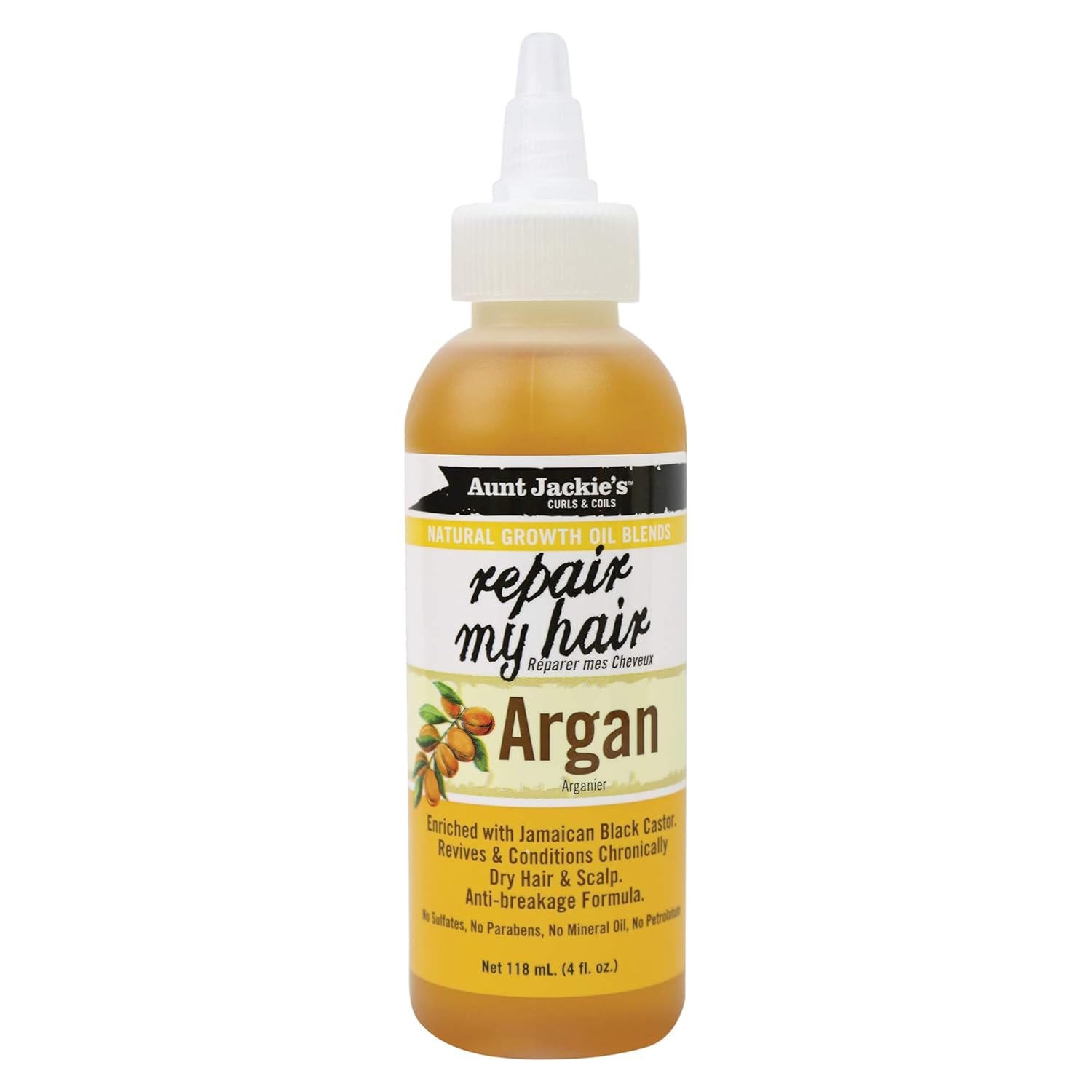 Aunt Jackie’s Natural Growth Oil Blends Repair My Hair – Argan, Revives and Conditions Chronically Dry Hair and Scalp, Anti-Breakage Formula, 4 oz