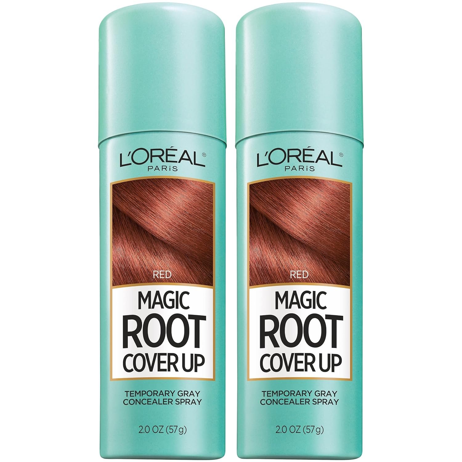 L’Oreal Paris Magic Root Cover Up Gray Hair Spray, 100% Gray Hair Coverage with Buildable, Lightweight, Transfer-Resistant, and Temporary Formula, Ammonia-Free, Red, 2 oz (2 Count)
