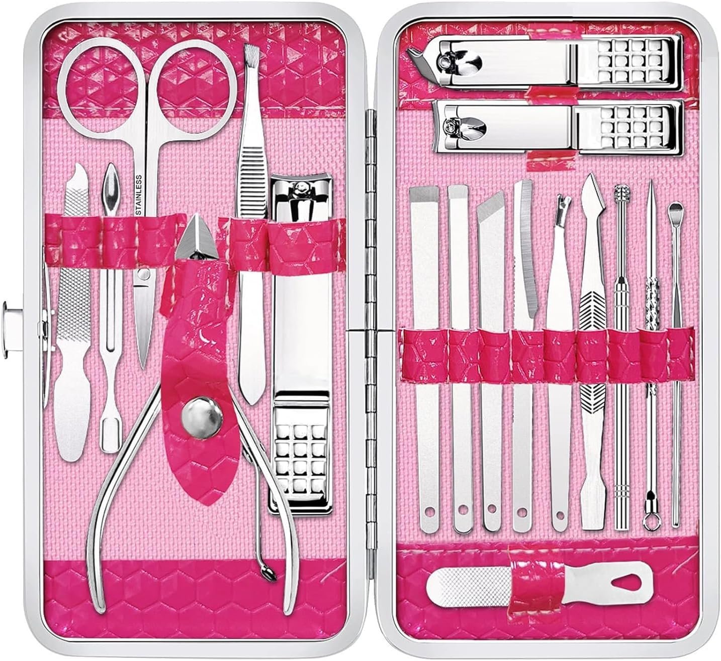 Yougai Manicure Set Professional Nail Clippers Set, 18Pcs Manicure Kit Stainless Steel Nail Kit for Women, Pedicure Set Nail Grooming Kit with Travel Case