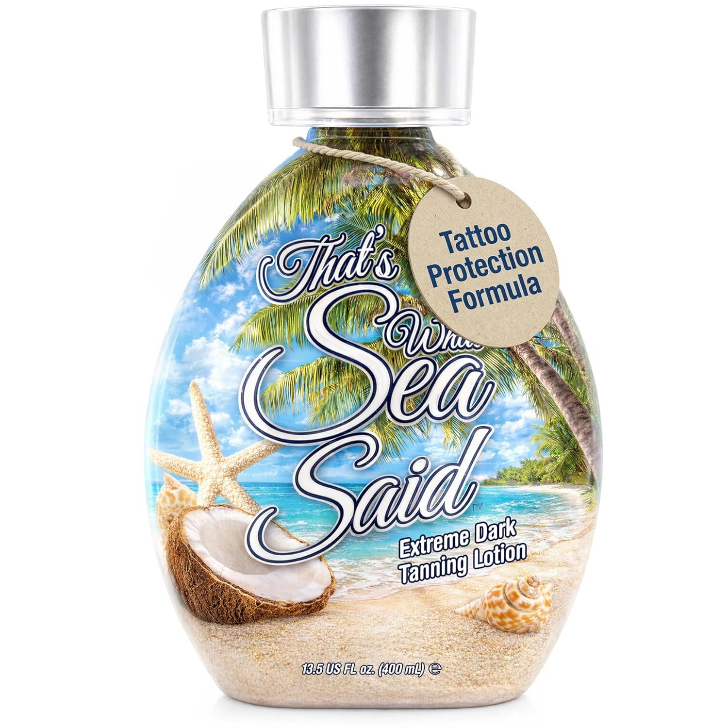 That’s What Sea Said Tanning Bed Lotion Accelerator for Indoor & Outdoors, Fast Dark Tan Enhancer with Coconut Oil & Aloe, Moisturizing Indoor Tanning Lotion for Face & Body, Tattoo-Safe, No Bronzer