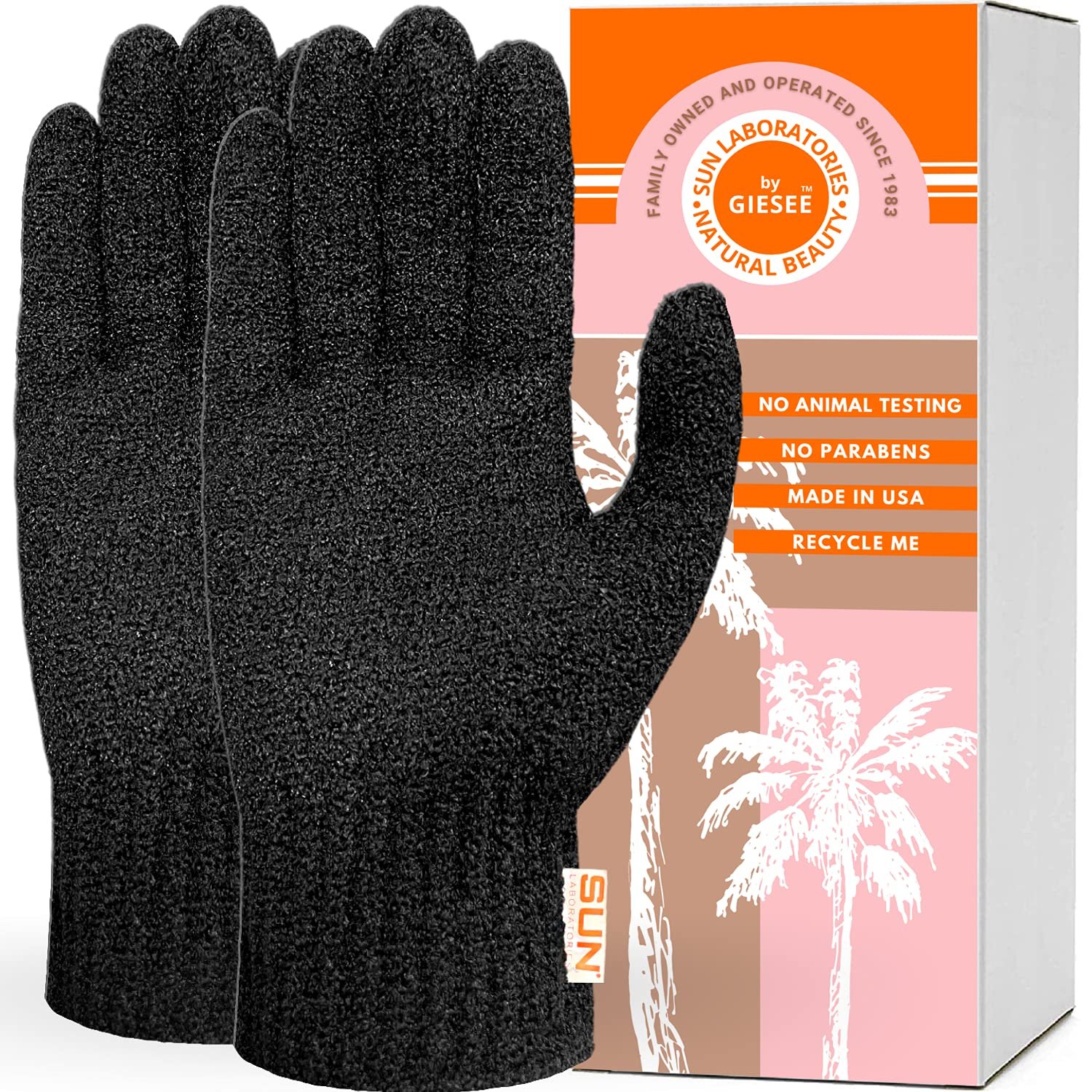 Sun Laboratories By Giesee Exfoliating Glove – Exfoliating Body Scrubber for Sun Tan Removal, Self Tanner Remover, and Fake Tan Eraser – Premium Tanning Mitt for Deep Exfoliation and Smooth Skin