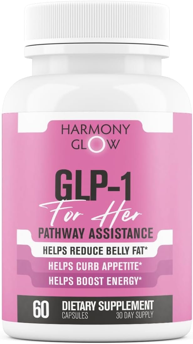 Harmony Glow GLP-1 | Promotes Weight Loss for Women, Helps Appetite Control & Promotes Energy – Assists Metabolic Pathways Linked to GLP-1 Signaling & Fat Loss – 3rd Party Tested Supplement – 60 Pills