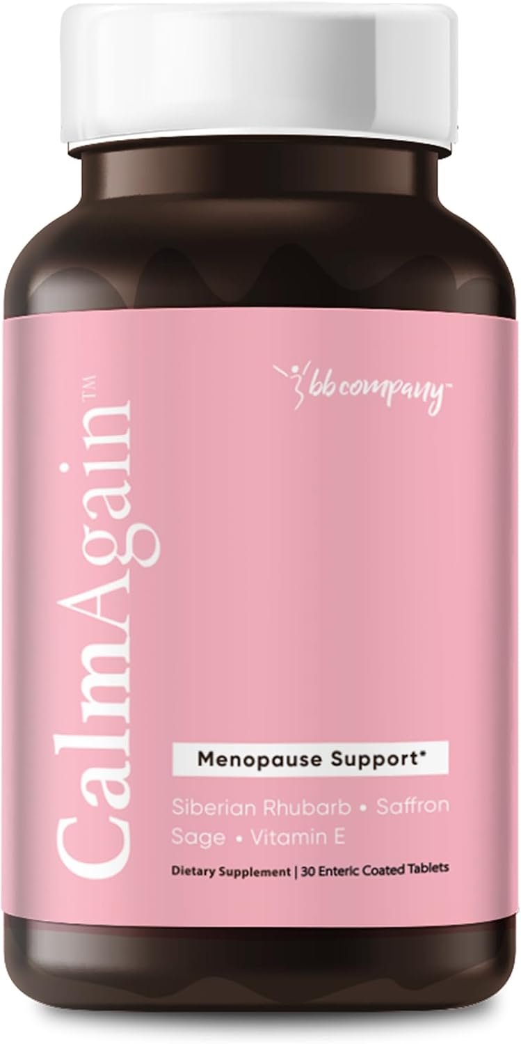 BB Company CalmAgain for Menopause Anxiousness, Mood Balance for Women | Stay Calm, Lower Cortisol, Fewer Mood Swings | Siberian Rhubarb, Sage, Saffron | Menopause Relief | 30 Ct