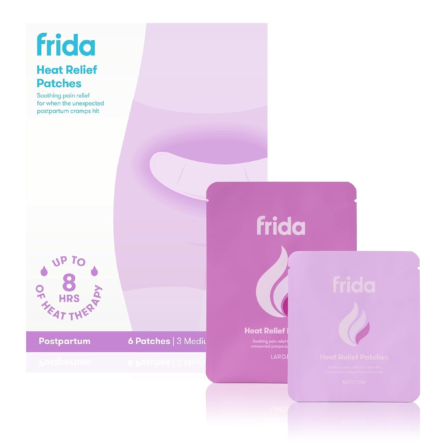 Frida Mom Uterine Recovery Patches, Heating Pad for After Birth Comfort, 8-Hours of Non-Medicated Heat Relief for Menstrual Cramping, Postpartum Essentials for New Moms, 6ct