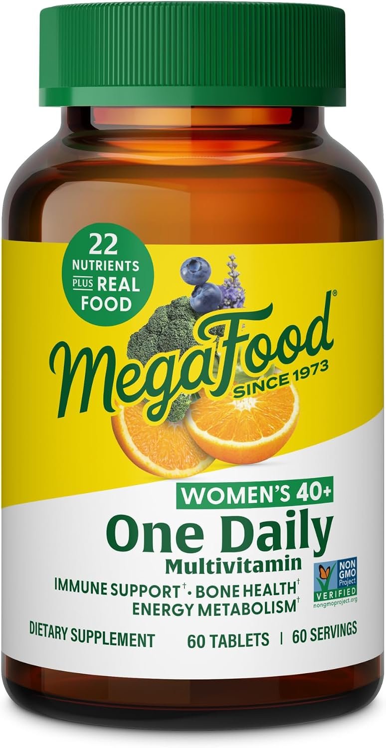 MegaFood Multivitamin for Women 40+ One Daily Womens Multivitamin – with Methylated B12, Methyl Folate, Vitamin D3, C & Zinc – Energy Metabolism, Immune Support & Bone Health, Vegetarian, 60 Tablets