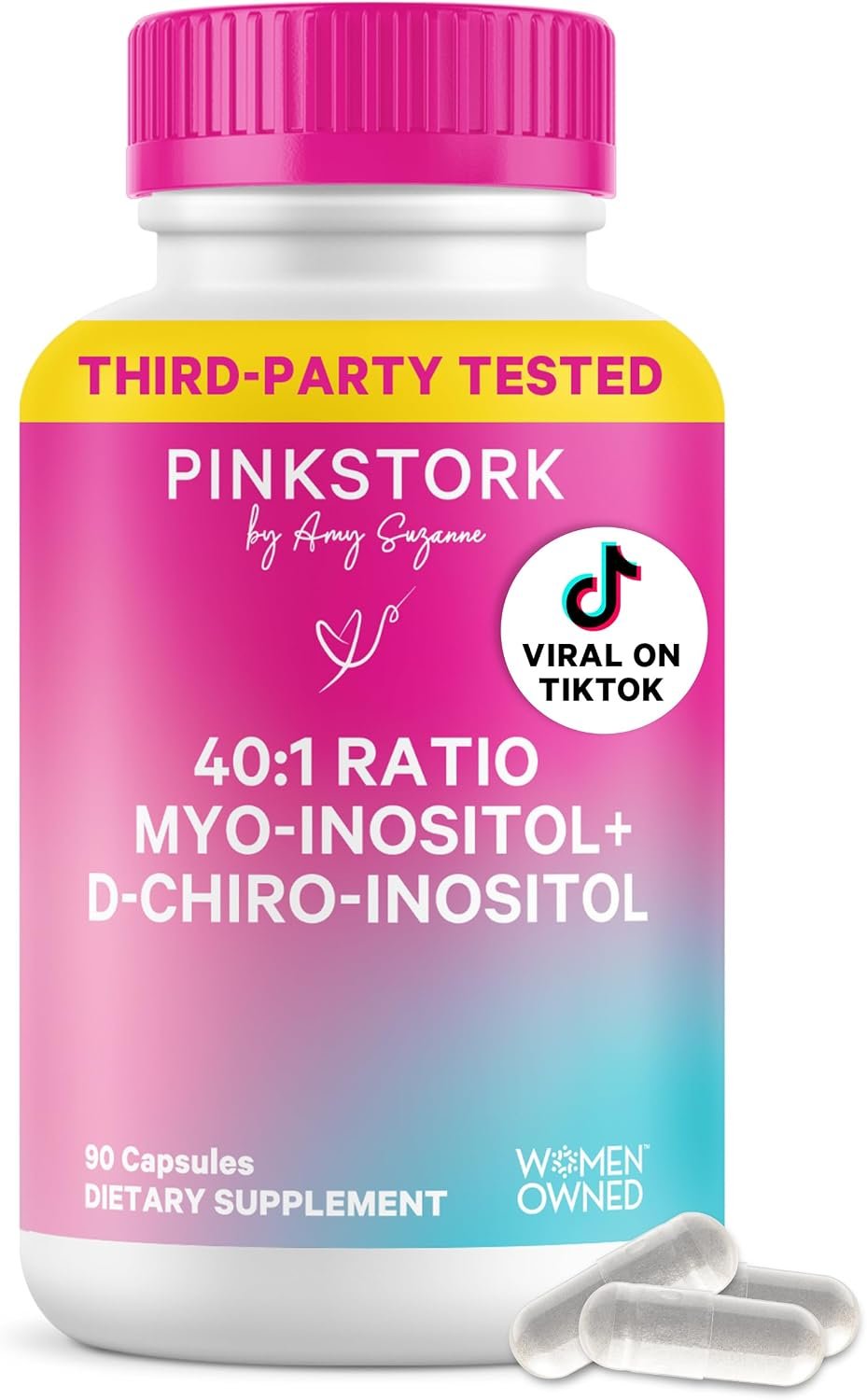 Pink Stork Inositol Supplement for Women 40:1 Myo & D-Chiro, 30 Count | Clinically Studied Ratio to Support Hormone Balance, Healthy Ovulation, Cycle Regularity & Fertility