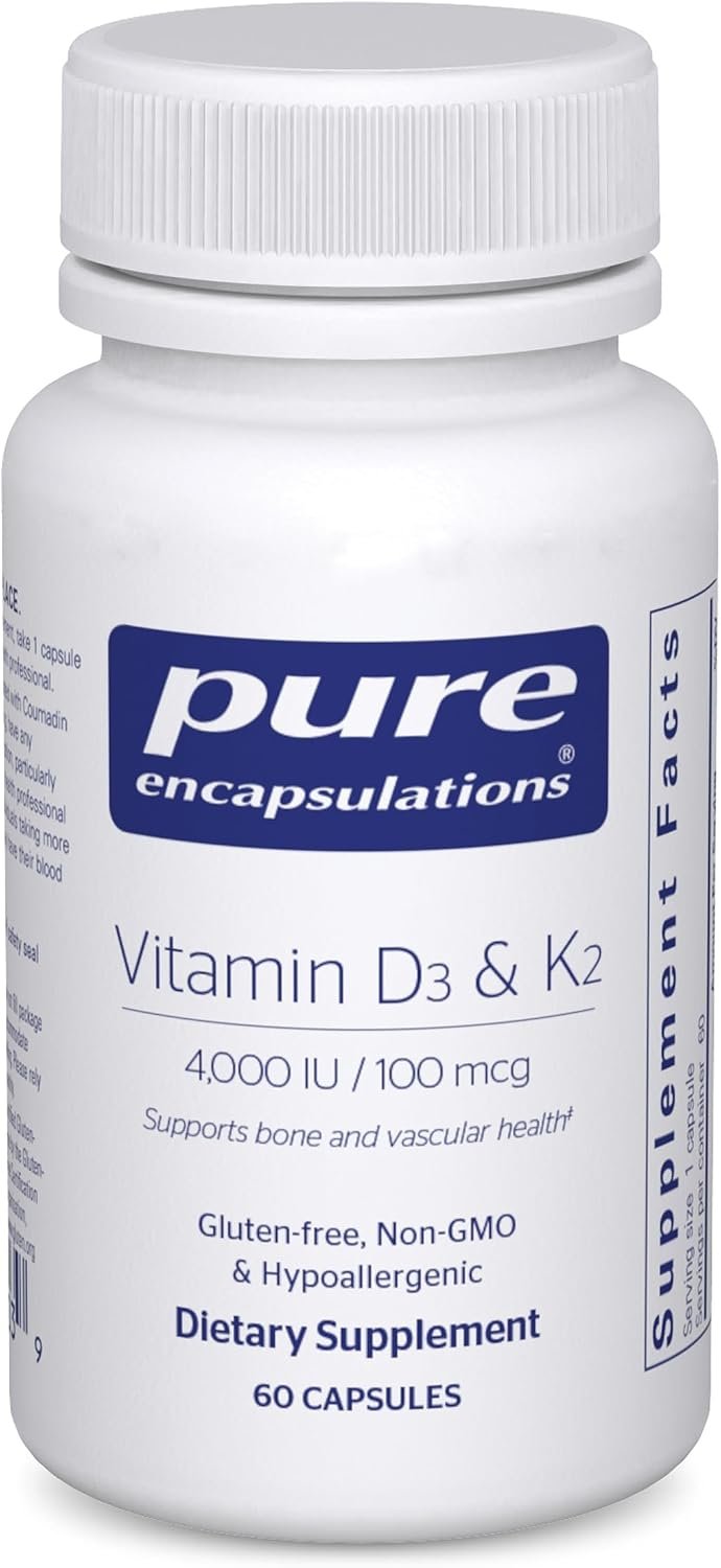 Pure Encapsulations Vitamin D3 & K2 – Bone & Vascular Health Support – Immune Function Support* – Gluten Free – Non-GMO – 60 Capsules