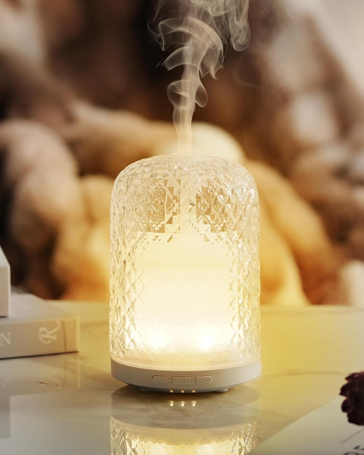 Essential Oil Diffuser – 2.4MHz Ultrasonic Glass Diffuser with Pulse/Continuous Mist & Night Light, Waterless Auto-Off, Silent Aromatherapy Diffuser for Home, Office, Yoga, Spa, Gifts & Home Decor.
