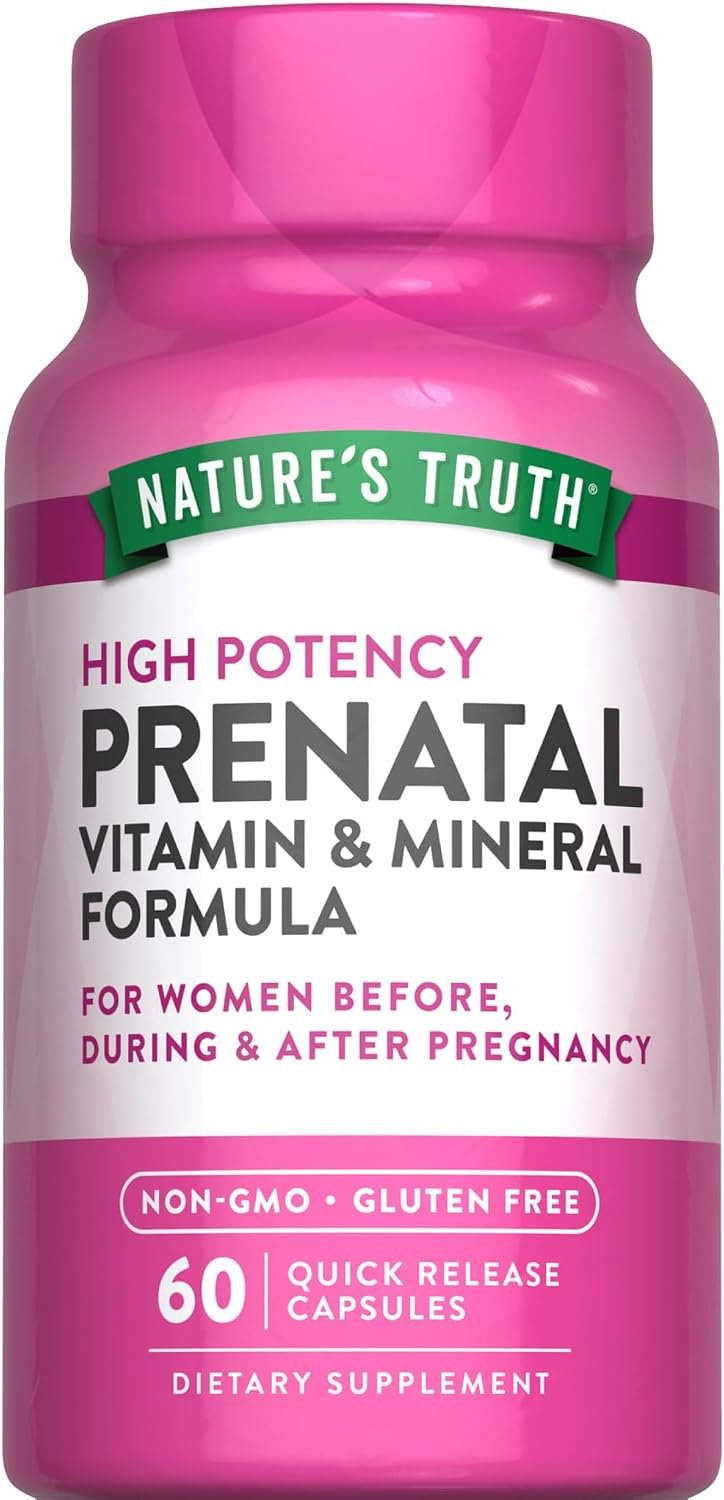 Nature’s Truth Prenatal Vitamins With Folic Acid | 60 Capsules | Non-GMO & Gluten Free Supplement | Non-GMO & Gluten Free Supplement