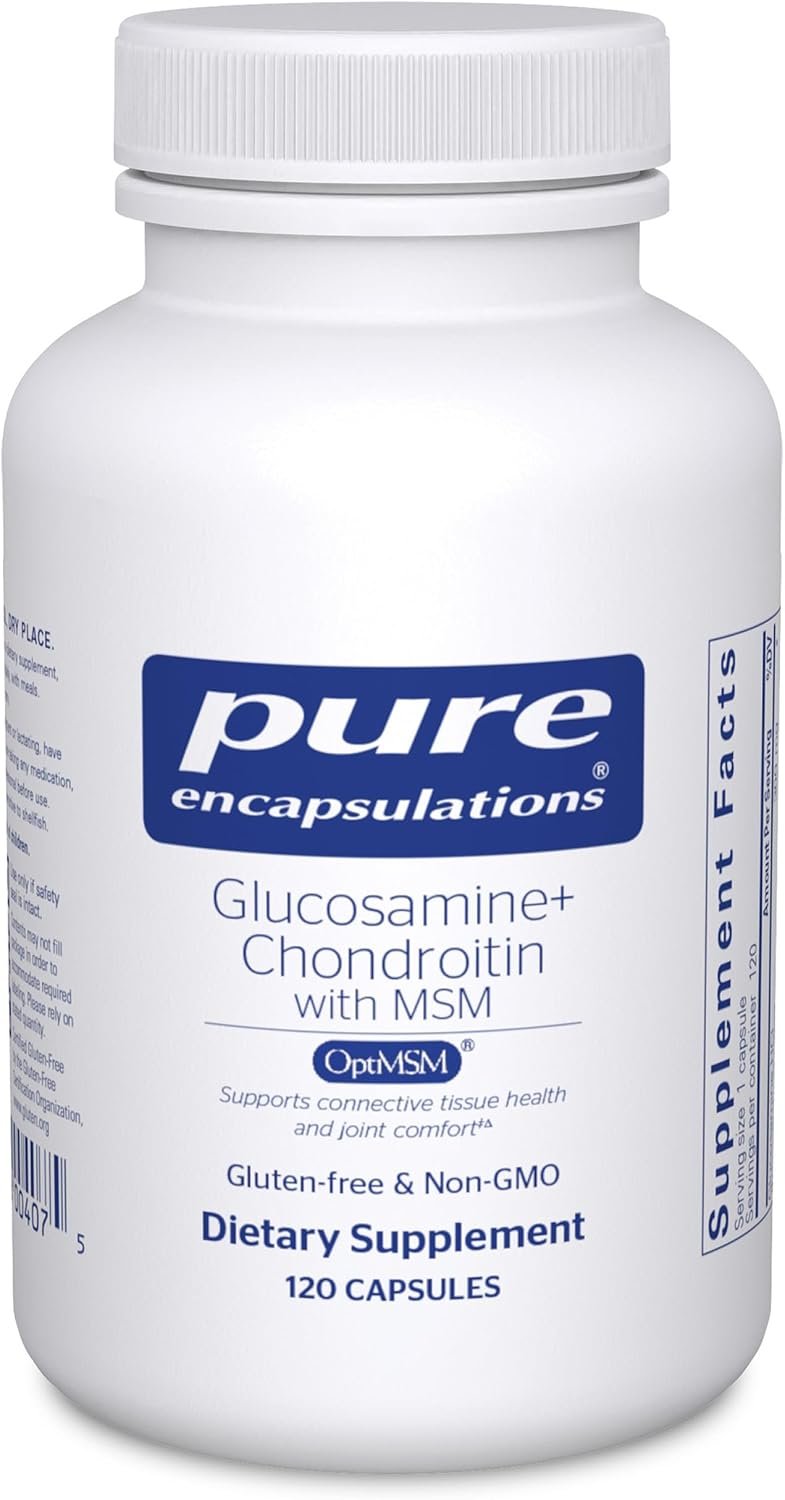 Pure Encapsulations Glucosamine Chondroitin with MSM – Supports Joint Health & Normal Cartilage Formation* – Maintains Enzyme Activity – Gluten-Free & Non-GMO – 120 Capsules