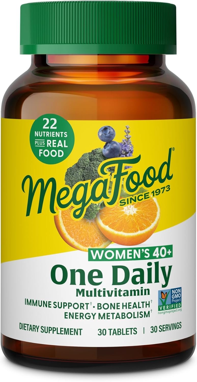 MegaFood Multivitamin for Women 40+ One Daily Womens Multivitamin – with Methylated B12, Methyl Folate, Vitamin D3, C & Zinc – Energy Metabolism, Immune Support & Bone Health, Vegetarian, 30 Tablets