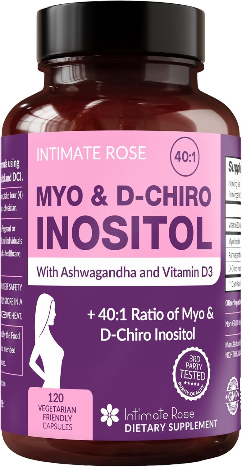 Intimate Rose Myo-Inositol & D-Chiro Inositol Supplement for Women – Hormone Balance & Ovarian Support for Women – Ideal 40:1 Ratio, Vitamin D + Ashwagandha
