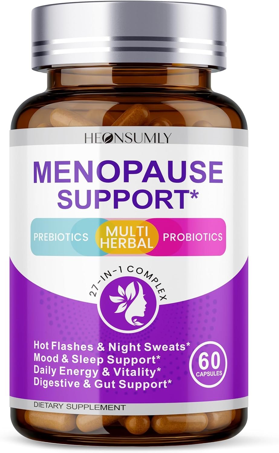 Menopause Supplements for Women, 27-in-1 Multi-Herbal with Prebiotics and Probiotics, Black Cohosh, Ashwagandha, DIM, Menopause Relief for Hot Flashes, Mood Swings & Night Sweats, 60 Capsules