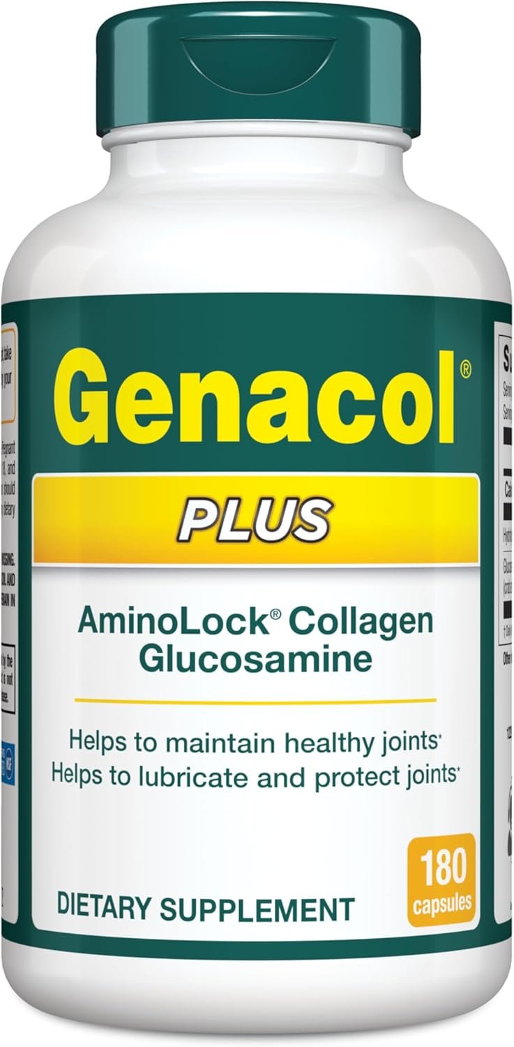 Genacol Plus – Glucosamine and Collagen Joint Supplement, 60-Day Supply | Ultra-Hydrolyzed AminoLock Collagen Peptides, Joint Health Supplement for Men & Women, Maintains Cartilage