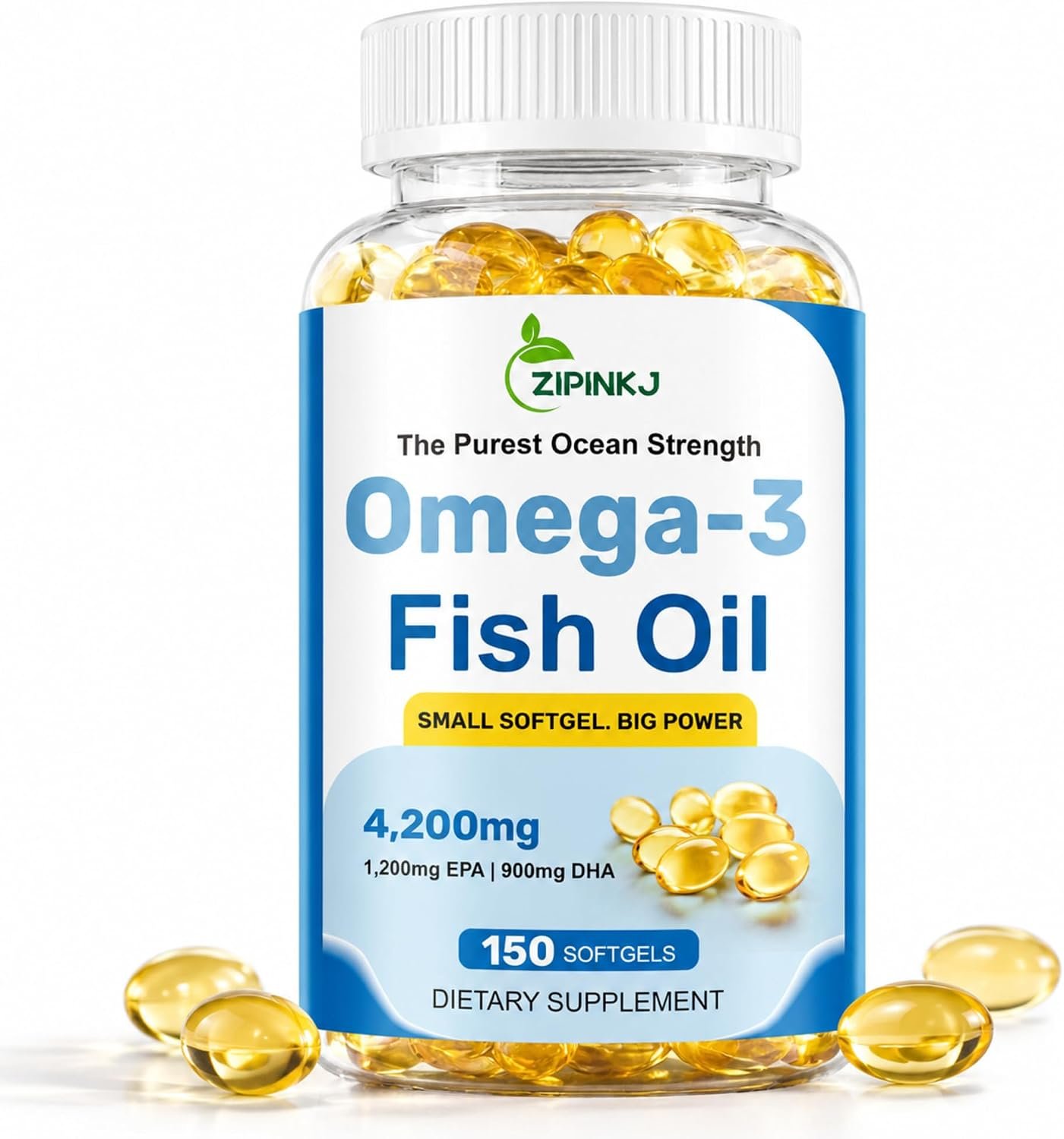 Omega-3 Fish Oil Supplements 4200mg– Triple Strength, Mini Softgels, High Purity EPA & DHA for Brain, Heart & Eye Health, Wild-Caught, Burpless, Non-GMO, Third-Party Tested | 150 Softgels