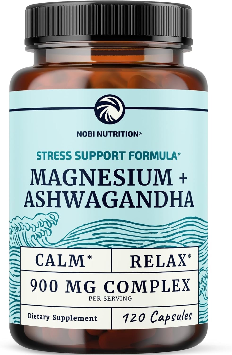 Magnesium Ashwagandha | Calming Magnesium Supplement for Adults | Relax, Rest, Calm Mood & Sleep Support | Mag Citrate & Oxide 400 mg + Ashwagandha 500 mg | Muscle Health & Stress Relief | 120 Ct