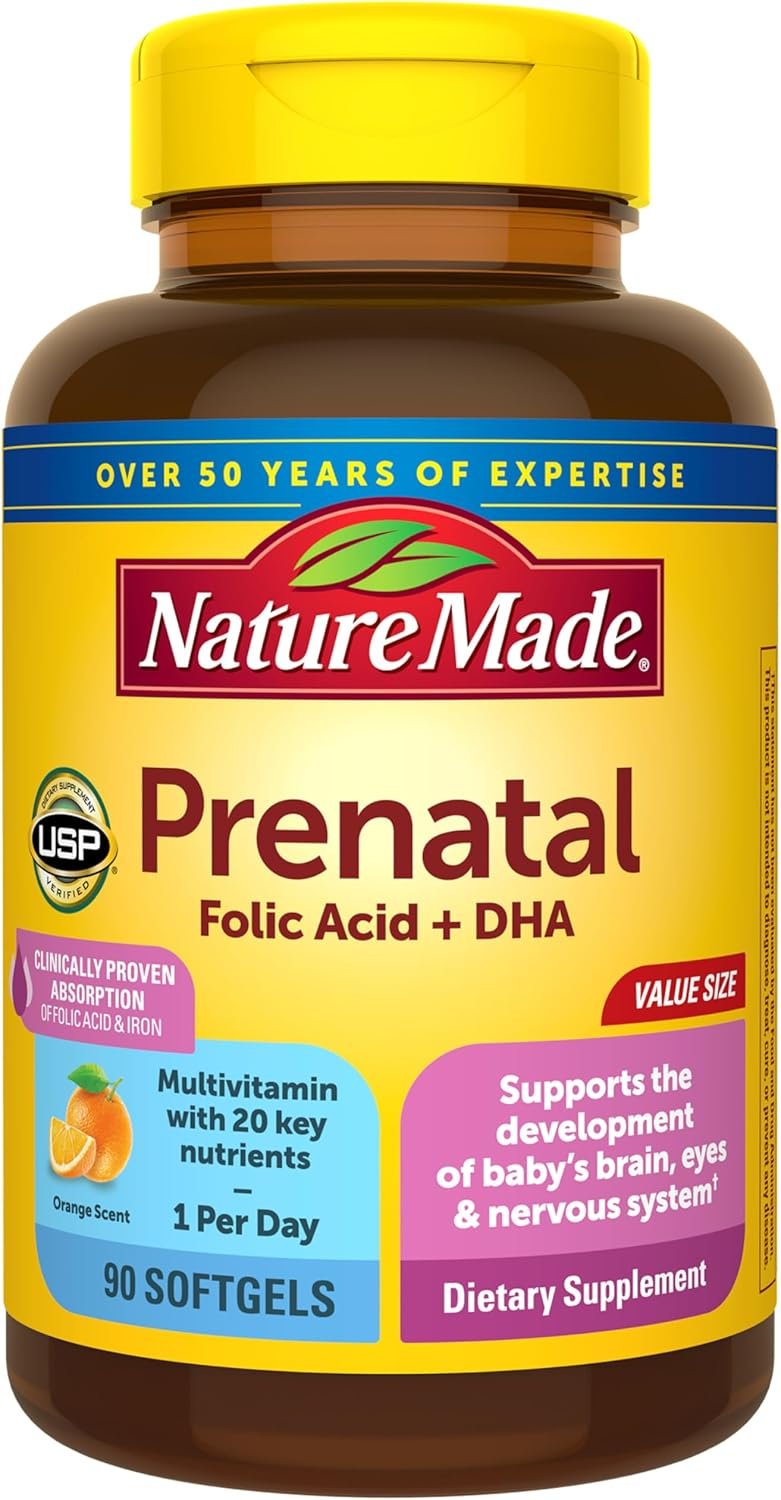 Prenatal Vitamin + DHA Softgel with Folic Acid, Iodine and Zinc, 90 Count