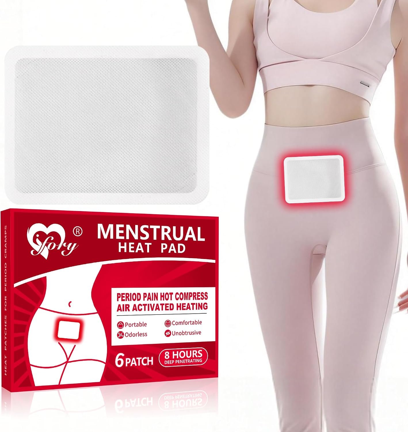 Heating Patches for Period Cramps, Menstrual Heat Therapy Patches, Boxed Adhesive Heat Patches- 6 Pack Hot Compress Warm Wrap, Mother’s Gifts