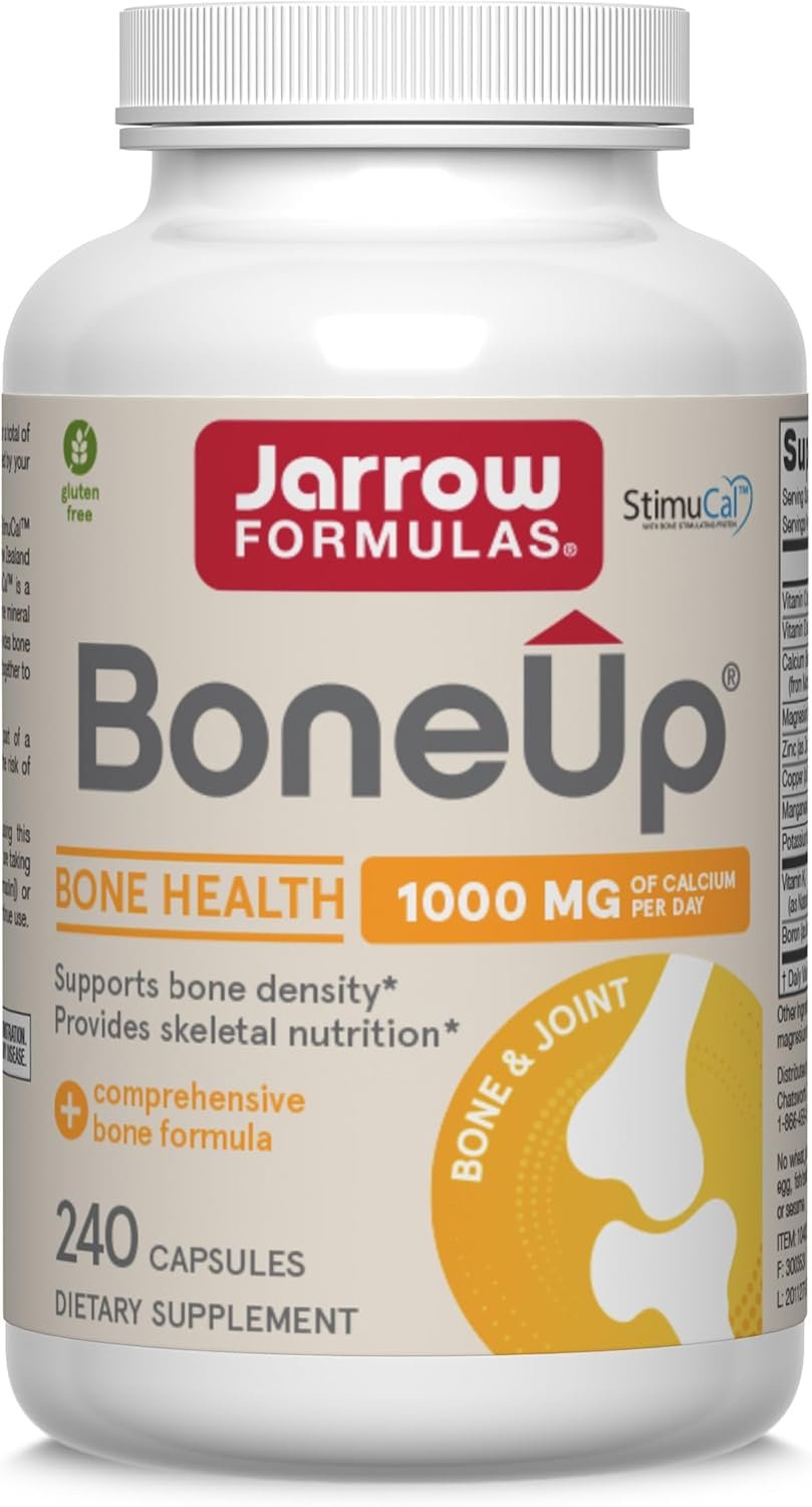 Jarrow Formulas BoneUp for Bone Density – Vitamin D3 and K2, Calcium Support, 240 Capsules, Provides Skeletal Nutrition, Up to 40 Days Supply