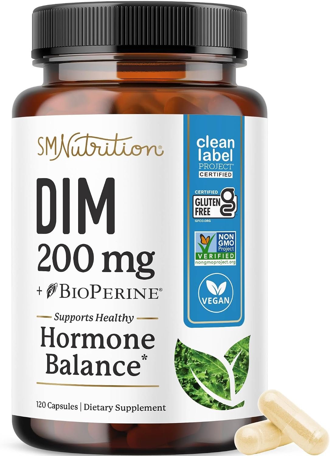 DIM Supplement 200 mg (120 Ct) | Estrogen Balance for Women & Men | Hormone Balance, Hormonal Acne Supplements, Menopause, Antioxidant & PMS Support | Doctor-Formulated & Non-GMO | 4 Month Supply