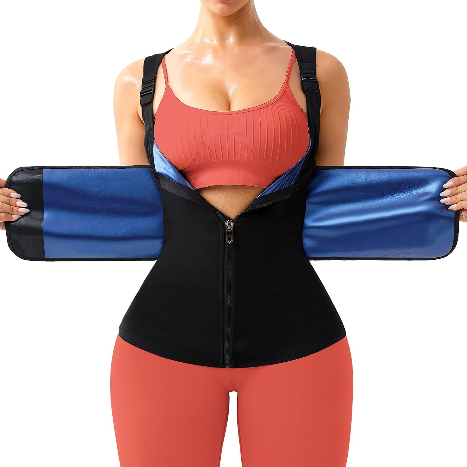 FUXERT Sauna Vest for Women Sweat Waist Trainer Vest for Women Sweat Tank Top Shaper with Zipper for Gym Exercise