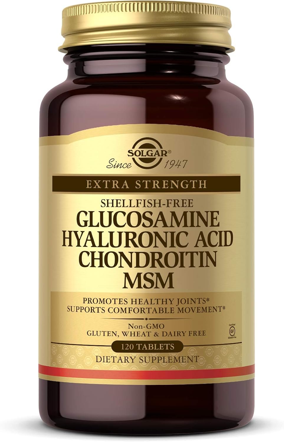 Solgar Glucosamine Hyaluronic Acid Chondroitin MSM, 120 Tablets – Supports Healthy Joints – Supports Range of Motion & Flexibility – Extra Strength, Shellfish Free – Non-GMO, Gluten Free – 40 Servings