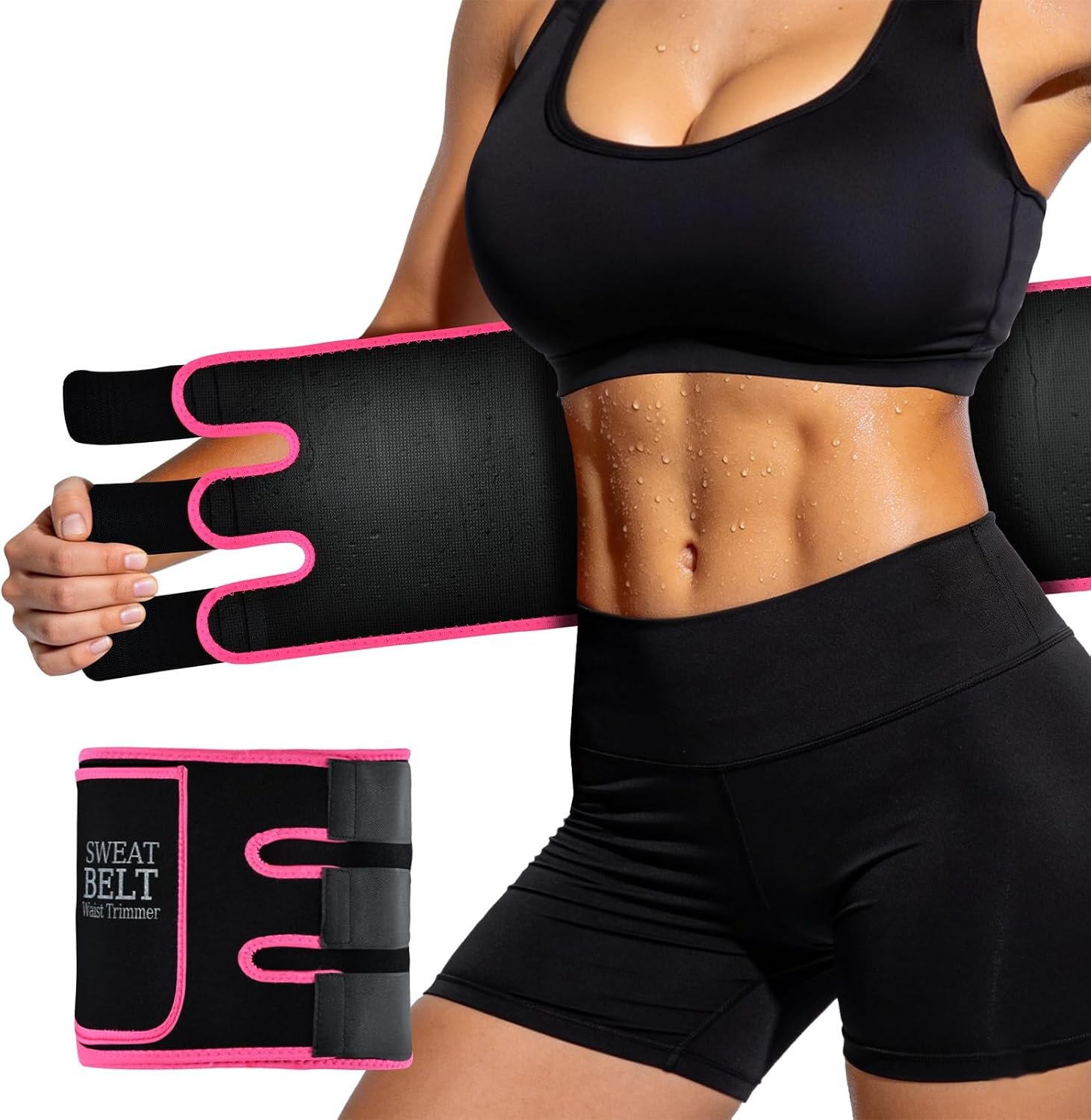 AMZBOSS Waist Trainer for Women Lower Belly Fat, Waist Sweat Band for Women, Belly Band Sweat Belt, Stomach Wrap with Pocket