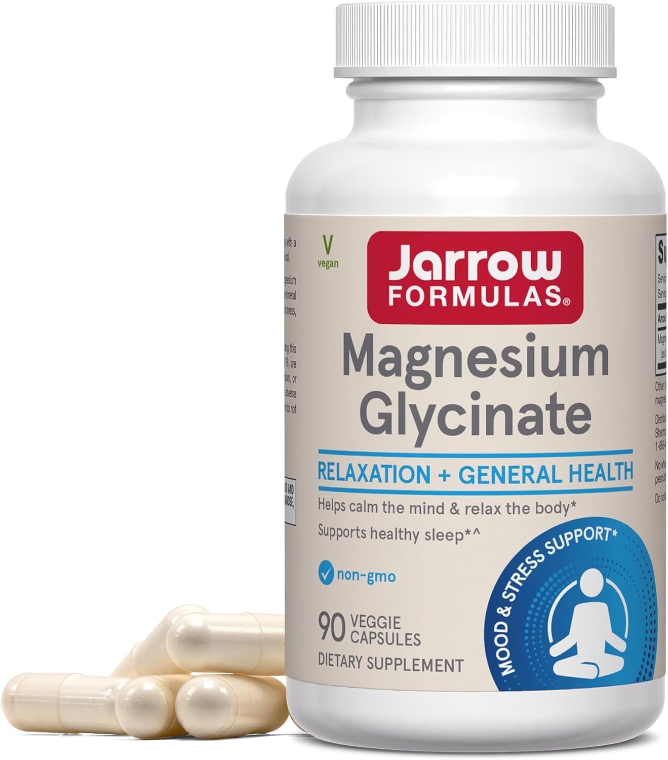 Jarrow Formulas Magnesium Glycinate Veggie Capsules – 360 mg Magnesium per Serving, Supports Relaxation and Healthy Sleep, 90 Count, 30 Day Supply