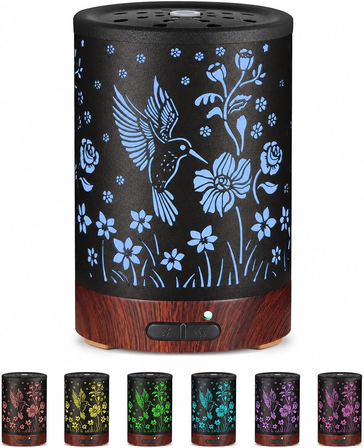 Essential Oil Diffuser- Aromatherapy Diffuser with7 Colors Light and Auto-Off for Women Metal Cool Mist Humidifier for Home and Office for Mom Women（Hummingbird）