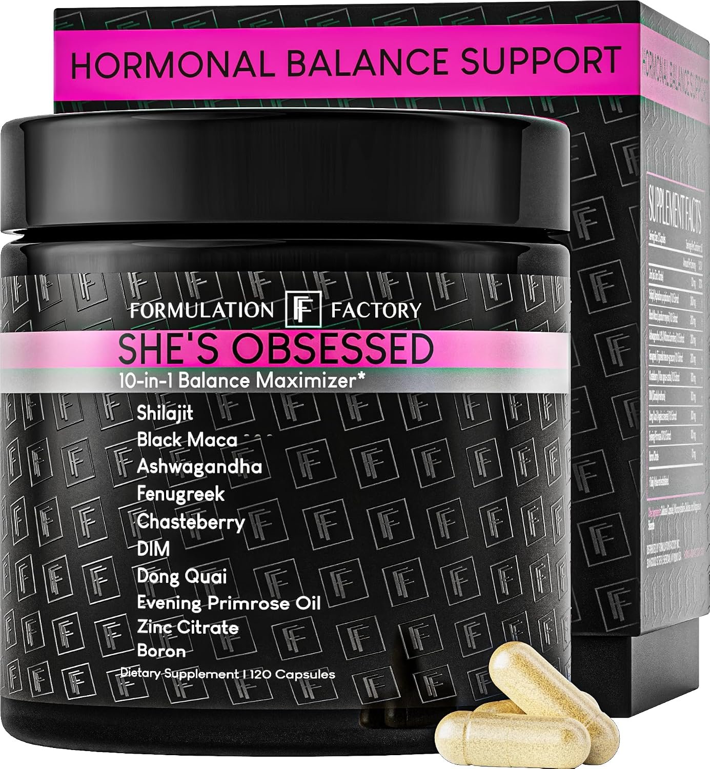 Formulation Factory Hormone Balance for Women – She’s Obsessed Vitality Complex with Maca Root & Ashwagandha – Libido & Mood Support – 120 Capsules, 2 Month Supply