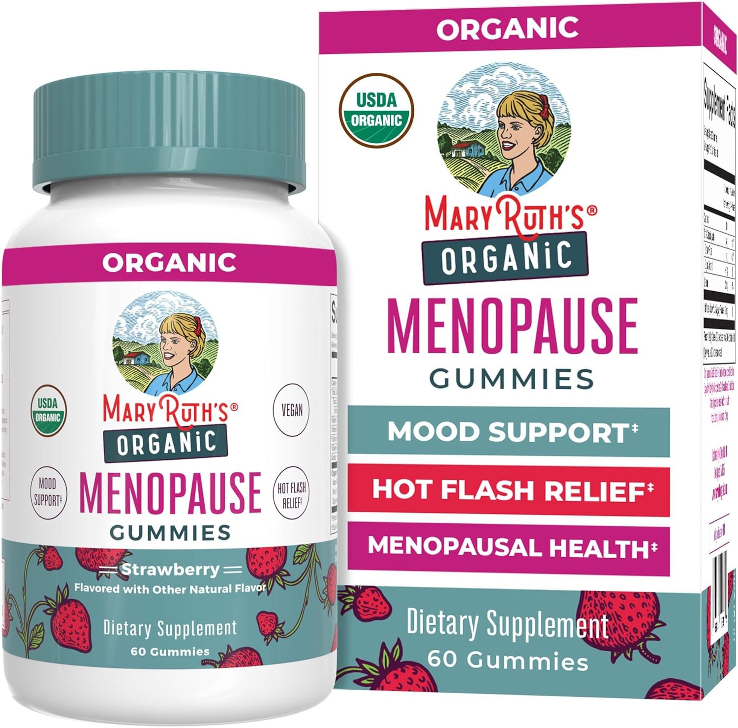 MARYRUTH’S Organic Menopause Gummies Menopause Supplements for Women | Mood Support | Hot Flash Relief | Maca Root | Black Cohosh | USDA Organic | Non-GMO | Vegan | 30 Servings
