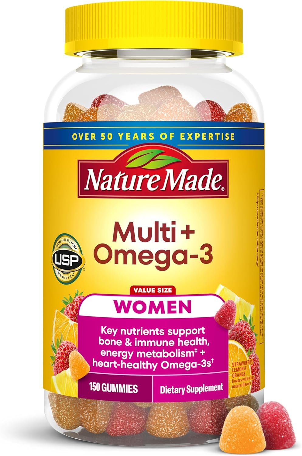 Nature Made Womens Gummy Multivitamins with Omega-3, Multivitamin for Women for Daily Nutritional Support, 150 Gummies, 75 Day Supply
