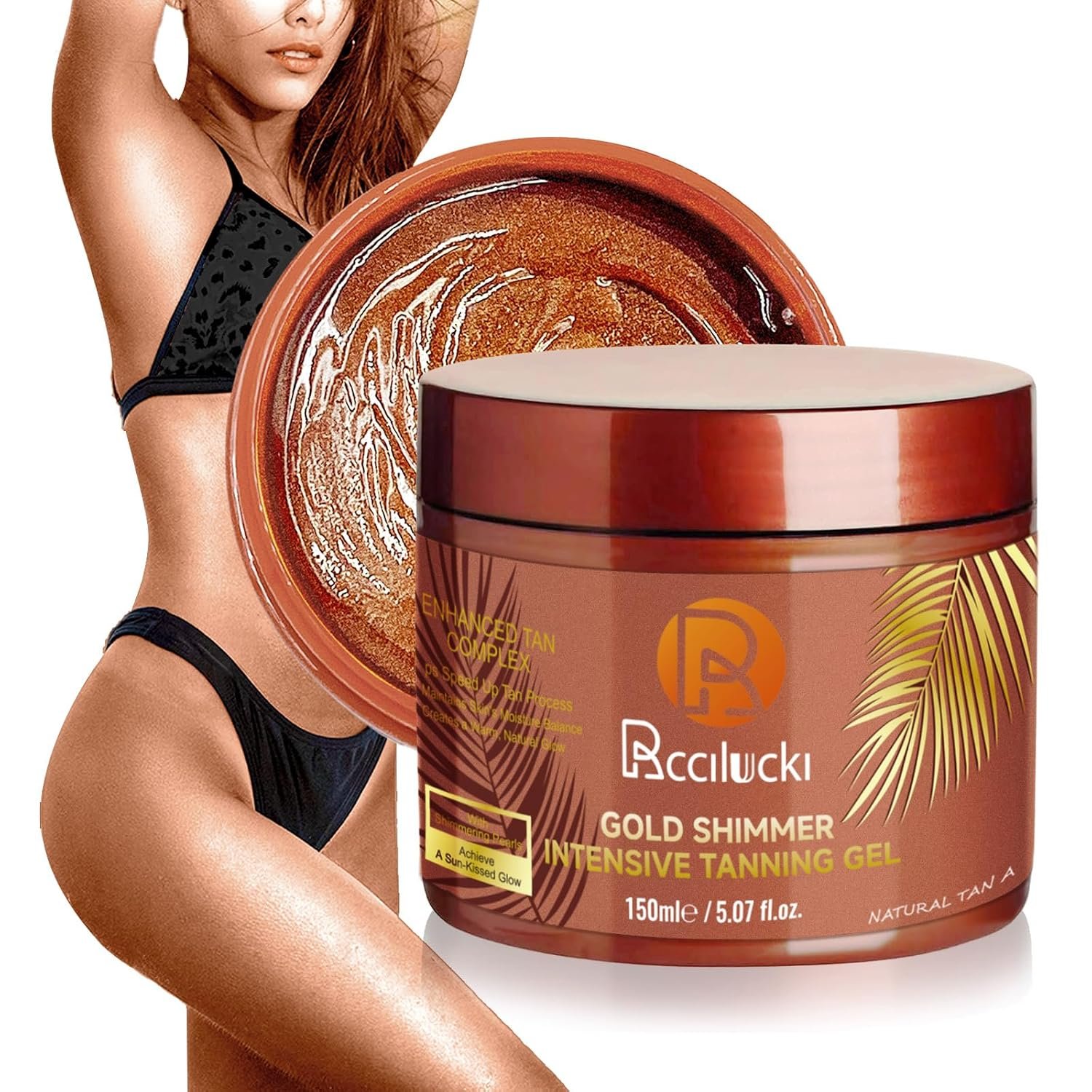 Golden Shimmer Tanning Accelerator Gel – Intensifies Natural Tan Under Sun/Beds | With Carrot Oil & 2% DHA | 5 Fl Oz