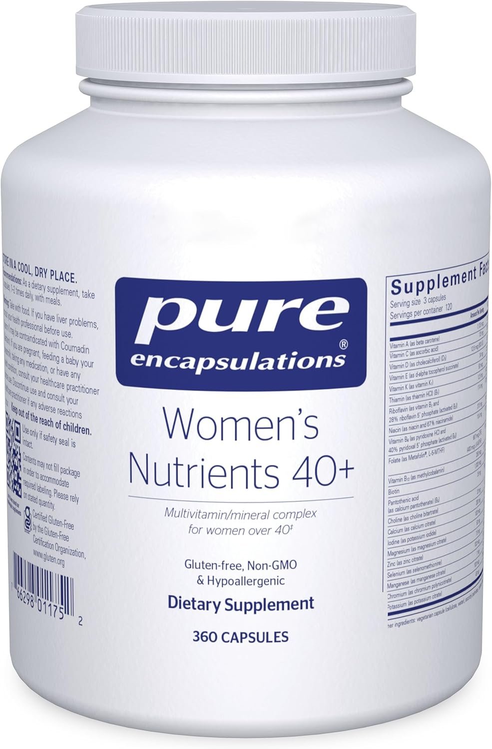 Pure Encapsulations Women’s Nutrients 40+ – Multivitamin for Women Over 40 to Support Urinary Tract Health, Breast Cell Health & Eye Integrity* Vitamin C & E – Gluten-Free & Non-GMO – 360 Capsules