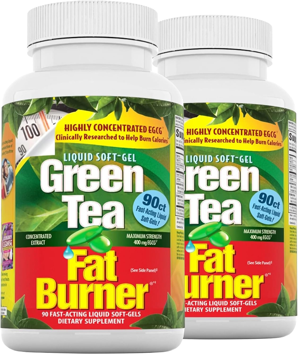 Applied Nutrition Green Tea Fat Burner – Supports Weight Loss for Women and Men – Metabolism Booster – Increases Calorie Burning & Supplies Powerful Antioxidants – 90 Soft-Gels, Pack of 2