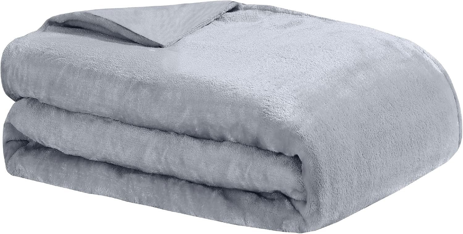 Dream Lab Amethyst and Quartz Crystal Cooling Reversible Weighted Blanket with Removable Cover, 15 Pounds, Grey