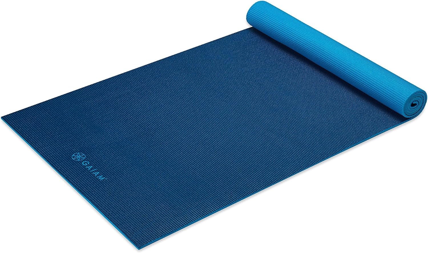 Gaiam Solid Color Yoga Mat, Non Slip Exercise & Fitness Mat for All Types of Yoga, Pilates & Floor Exercises | Dual-Color Reversible | Sticky Non-Slip Surface | 68″L x 24″W | Yoga, Pilates & Floor Workouts
